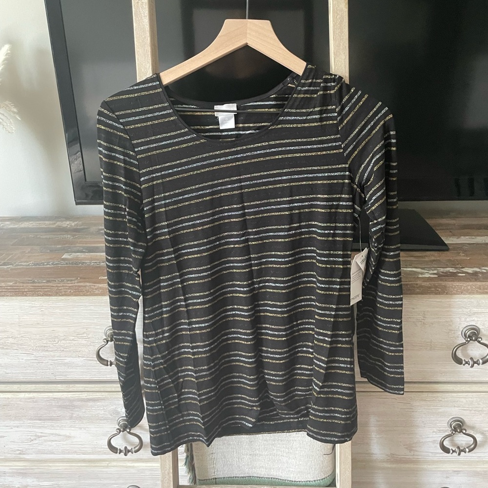 Chico’s Lurex Stripe Layering Tee